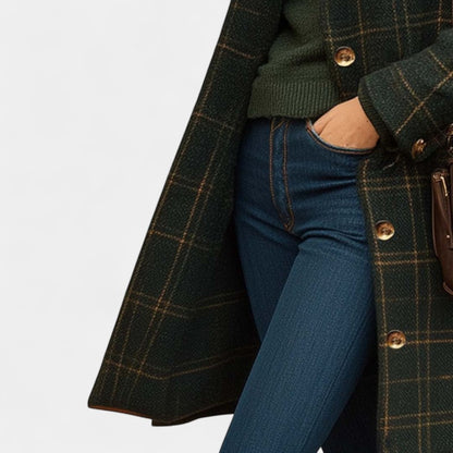 Gleame.-Jassen-Gleame Damesmantel - Lange wollen damesmantel met knoopsluiting