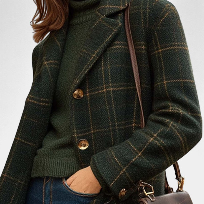 Gleame.-Jassen-Gleame Damesmantel - Lange wollen damesmantel met knoopsluiting