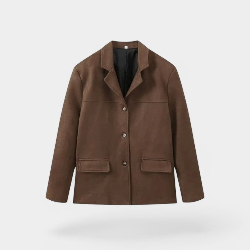Gleame Zomerjas - Luxe leren suede bruine jas voor dames