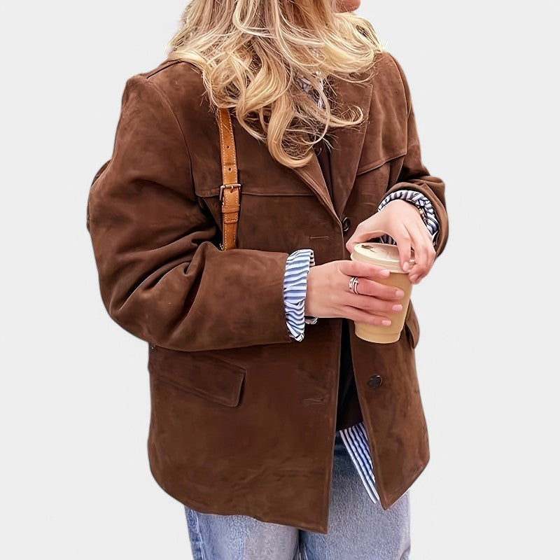 Gleame.-Jassen-Gleame Jas - Casual jas in effen kleur met lange mouwen
