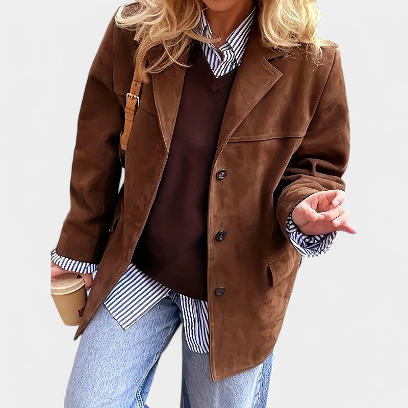 Gleame.-Jassen-Gleame Jas - Casual jas in effen kleur met lange mouwen
