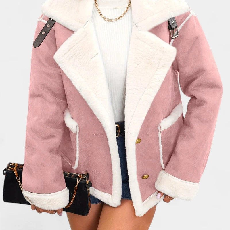 Gleame.-Jassen-Gleame Jas - Warme damesjas met imitatiebont en casual uitstraling