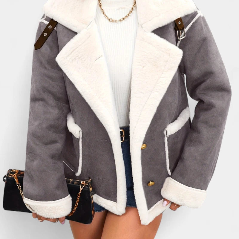 Gleame.-Jassen-Gleame Jas - Warme damesjas met imitatiebont en casual uitstraling