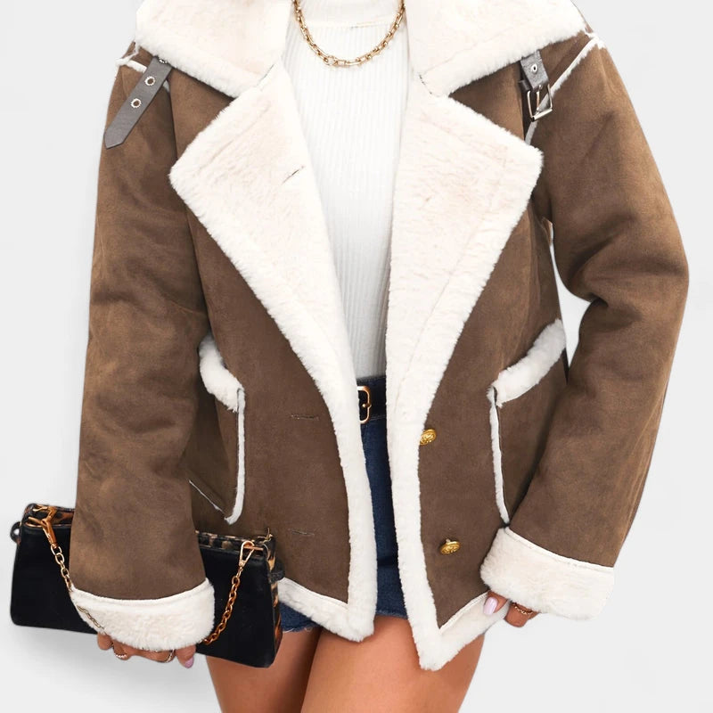 Gleame.-Jassen-Gleame Jas - Warme damesjas met imitatiebont en casual uitstraling