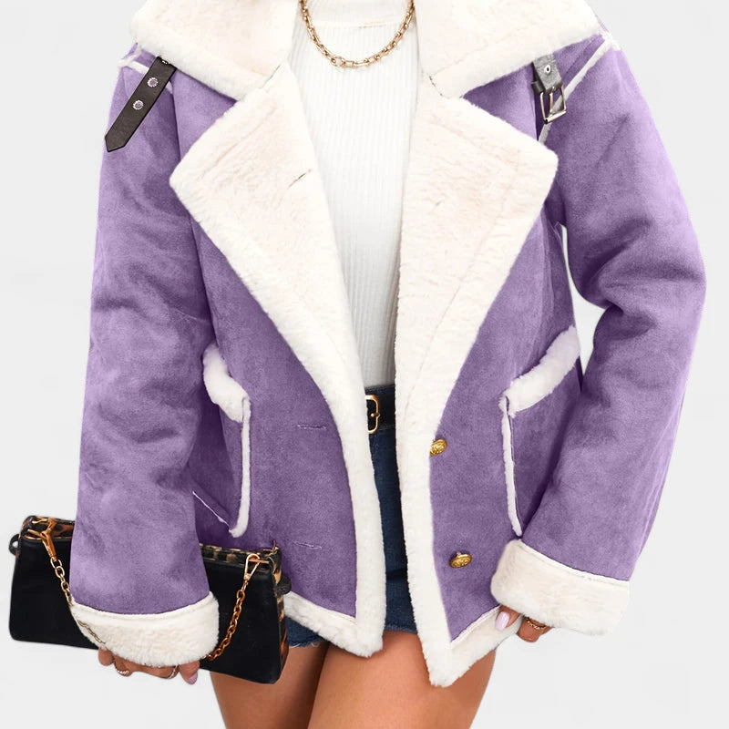 Gleame.-Jassen-Gleame Jas - Warme damesjas met imitatiebont en casual uitstraling