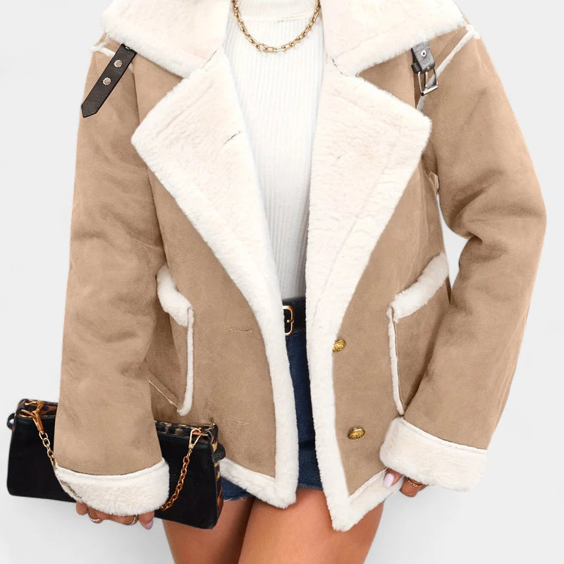 Gleame.-Jassen-Gleame Jas - Warme damesjas met imitatiebont en casual uitstraling