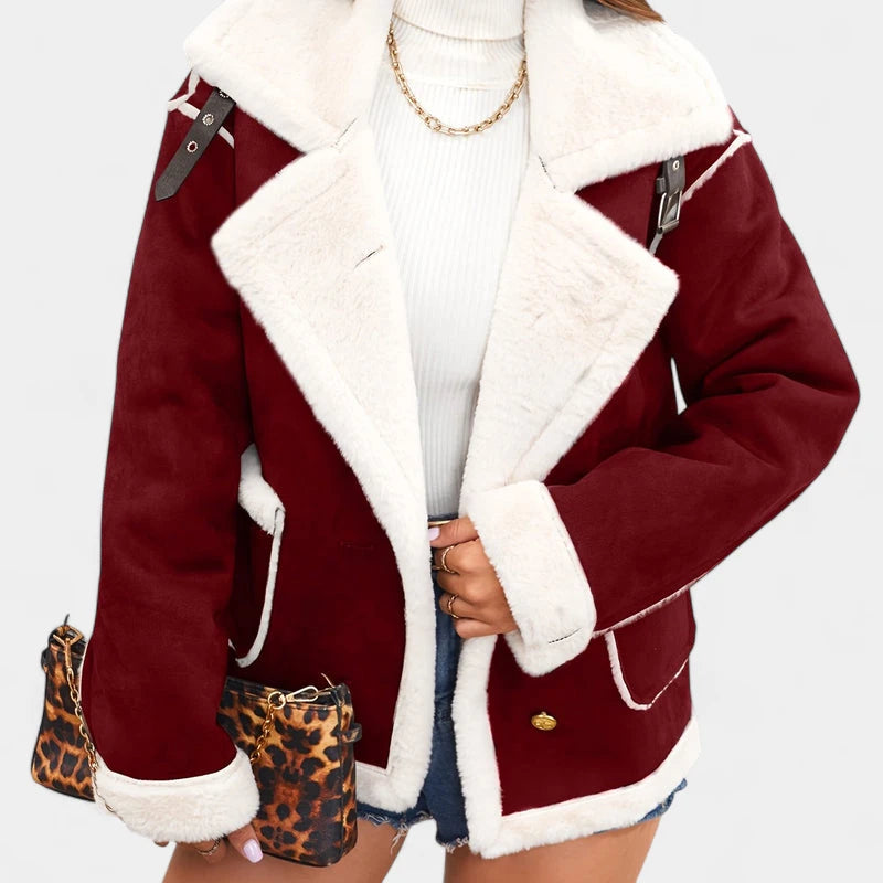 Gleame.-Jassen-Gleame Jas - Warme damesjas met imitatiebont en casual uitstraling