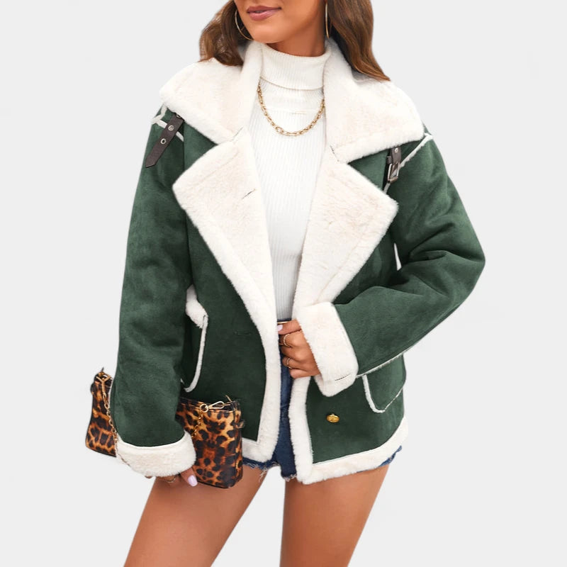 Gleame.-Jassen-Gleame Jas - Warme damesjas met imitatiebont en casual uitstraling