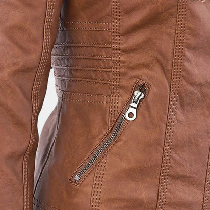 Gleame.-Jassen-Gleame Leren zomerjas – Stijlvolle damesjas met capuchon en ritssluiting
