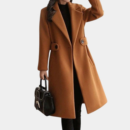 Gleame.-Jassen-Gleame Overcoat - Stijlvolle mid-lengte damesmantel met ceintuur en knoopsluiting voor herfst en winter