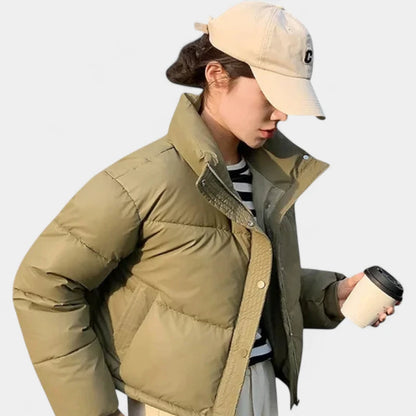 Gleame.-Jassen-Gleame Puffer jas – Cropped damesjas met opstaande kraag en warme voering