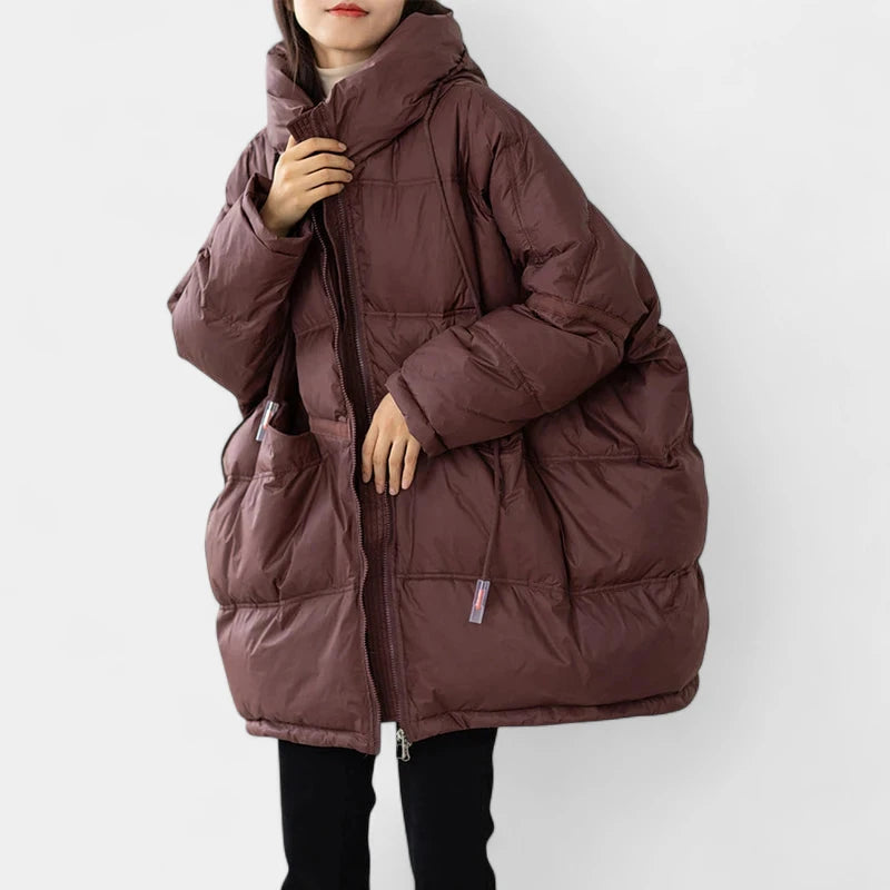 Gleame.-Jassen-Gleame Puffer jas – Oversized dames winterjas met capuchon en donsvulling