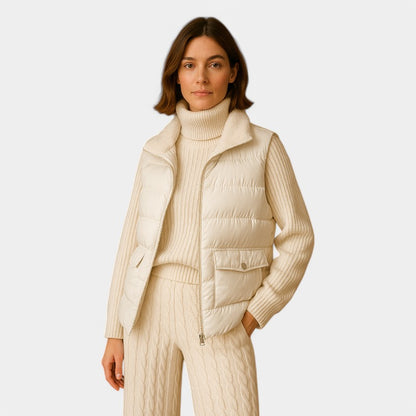 Gleame.-Jassen-Gleame Set - Beige katoen sweater en hoge taille broek