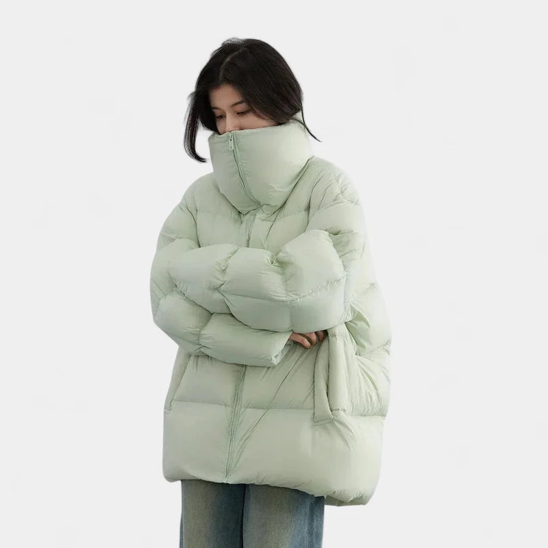 Gleame.-Jassen-Gleame Winterjas – Damesjas met opstaande kraag en gewatteerd oversized model