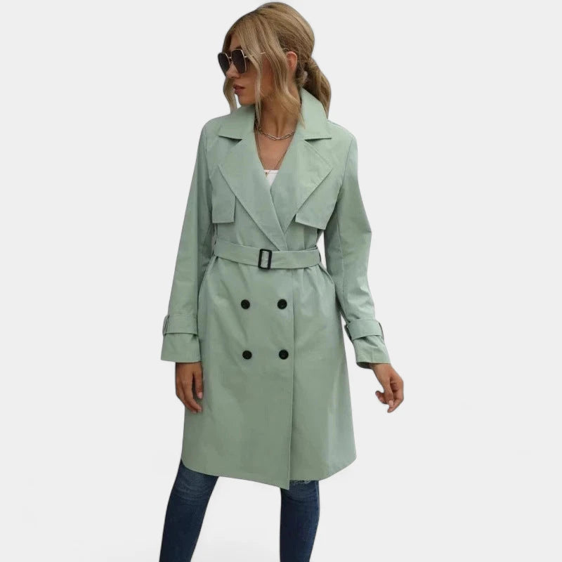Gleame.-Jassen-Gleame Winterjas voor Vrouwen – Lange mantel met dubbele knopenrij en klassieke look