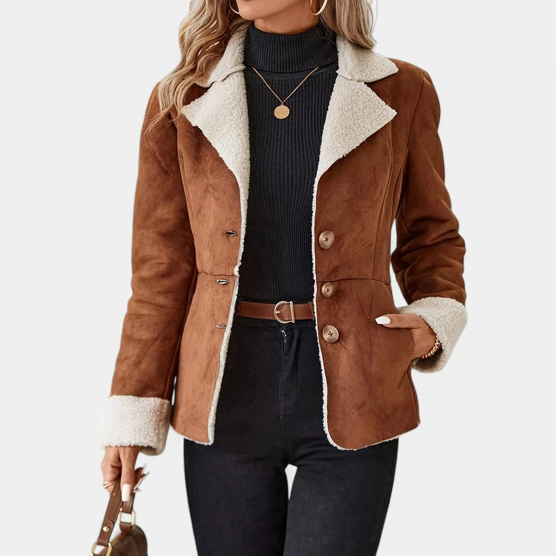 Gleame.-Jassen-Gleame jas - Dames jas met knoopsluiting en lange mouwen