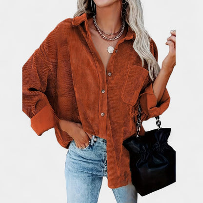 Gleame.-Jassen-Gleame overhemd - oversized corduroy blouse met lange mouwen en zakken