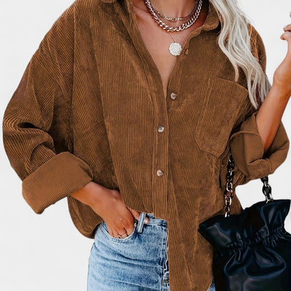 Gleame.-Jassen-Gleame overhemd - oversized corduroy blouse met lange mouwen en zakken