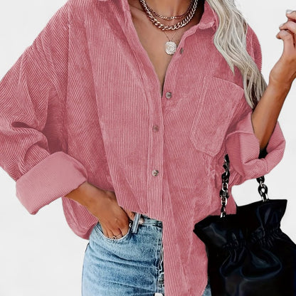 Gleame.-Jassen-Gleame overhemd - oversized corduroy blouse met lange mouwen en zakken