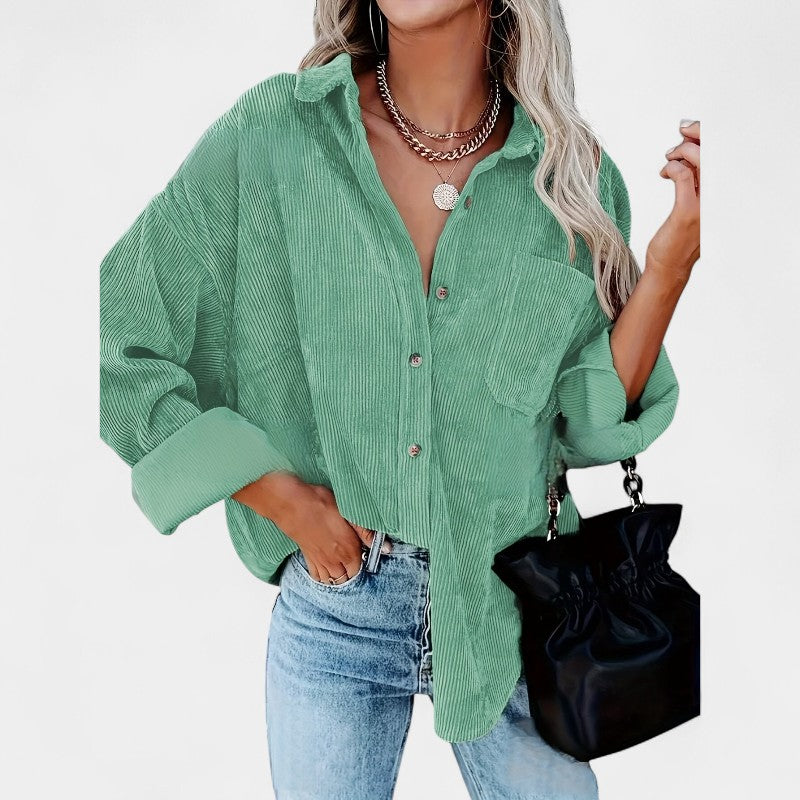 Gleame.-Jassen-Gleame overhemd - oversized corduroy blouse met lange mouwen en zakken