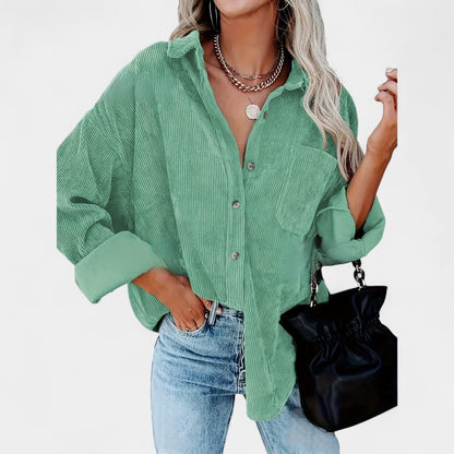 Gleame.-Jassen-Gleame overhemd - oversized corduroy blouse met lange mouwen en zakken