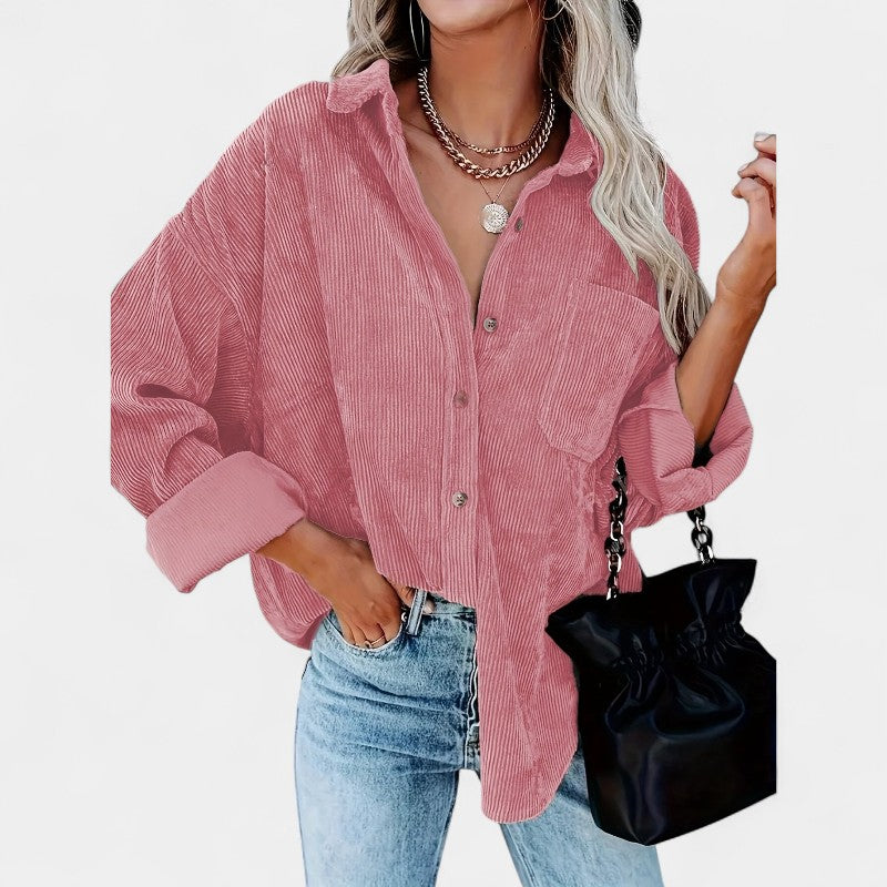 Gleame.-Jassen-Gleame overhemd - oversized corduroy blouse met lange mouwen en zakken