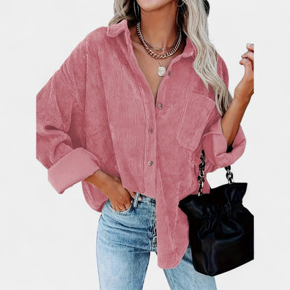 Gleame.-Jassen-Gleame overhemd - oversized corduroy blouse met lange mouwen en zakken