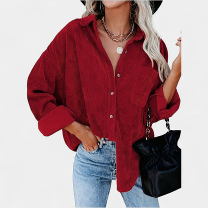 Gleame.-Jassen-Gleame overhemd - oversized corduroy blouse met lange mouwen en zakken