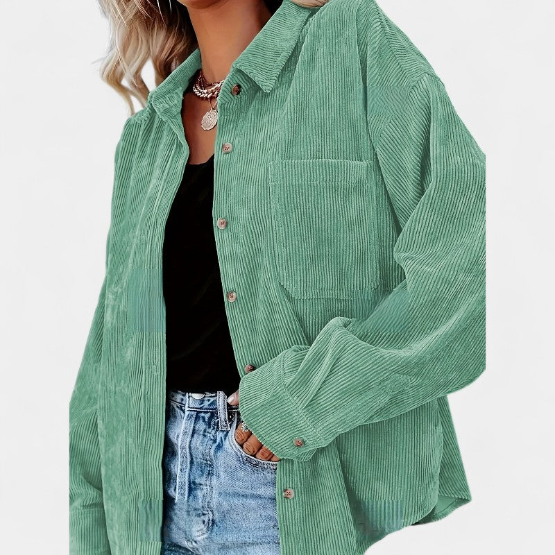 Gleame.-Jassen-Gleame overhemd - oversized corduroy blouse met lange mouwen en zakken