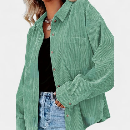 Gleame.-Jassen-Gleame overhemd - oversized corduroy blouse met lange mouwen en zakken