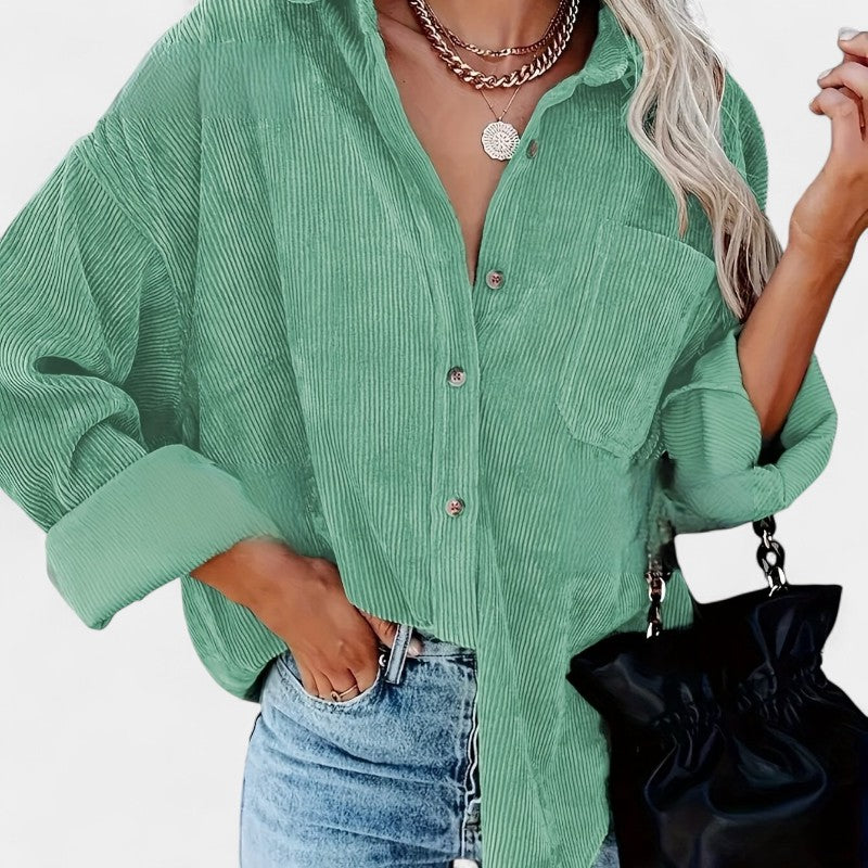 Gleame.-Jassen-Gleame overhemd - oversized corduroy blouse met lange mouwen en zakken
