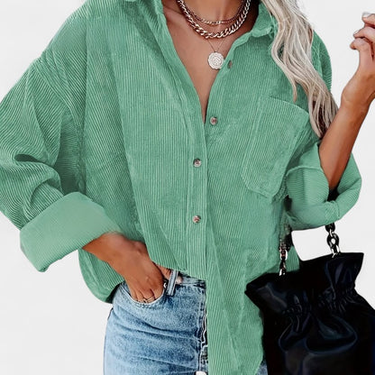 Gleame.-Jassen-Gleame overhemd - oversized corduroy blouse met lange mouwen en zakken