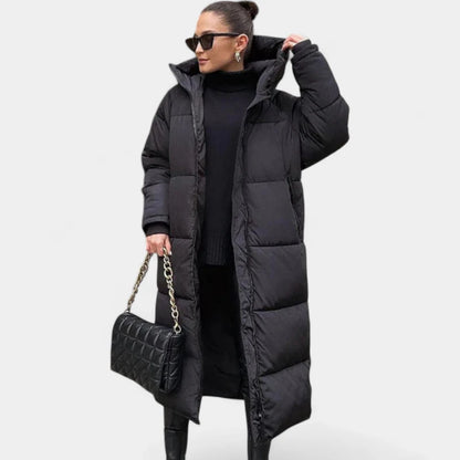 Gleame.-Jassen-Gleame winterjas voor dames - Lange pufferjas met hoge kraag en capuchon