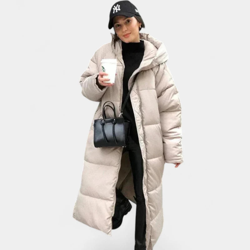 Gleame.-Jassen-Gleame winterjas voor dames - Lange pufferjas met hoge kraag en capuchon