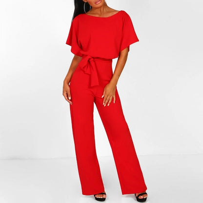 Gleame.-Jumpsuits-Gleame Jumpsuit - Stijlvolle chic jumpsuit met lace-up taille