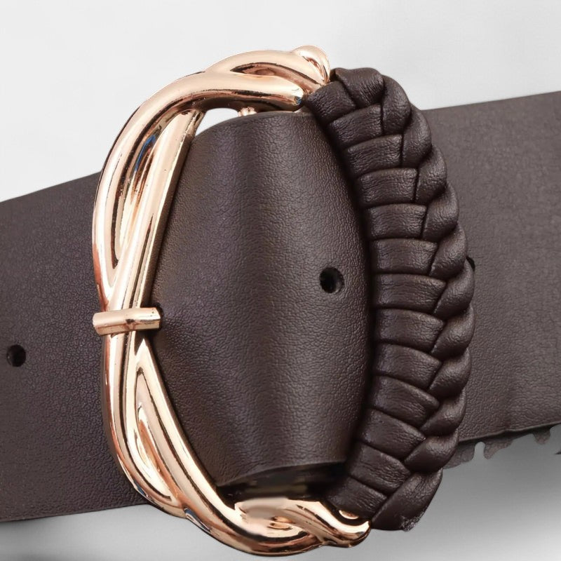 Gleame.-Jurk-Gleame | Dames Midi-jurk Plooirok Overhemdkraag Lange Mouw Bruin