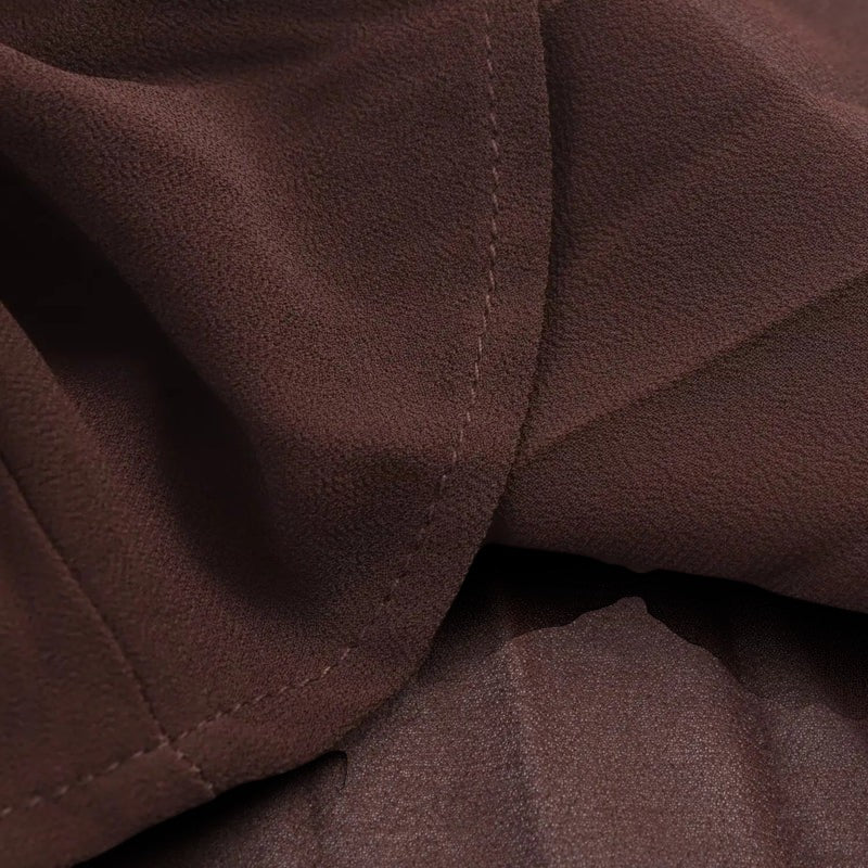 Gleame.-Jurk-Gleame | Dames Midi-jurk Plooirok Overhemdkraag Lange Mouw Bruin