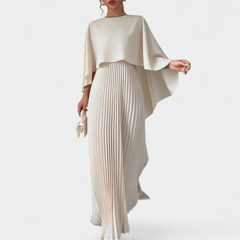 Gleame.-Jurk-Gleame | Dames geplisseerde maxi-jurk met wijde mouwen