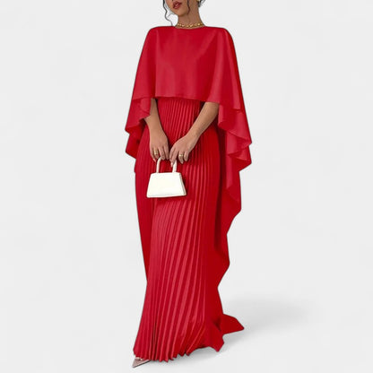 Gleame.-Jurk-Gleame | Dames geplisseerde maxi-jurk met wijde mouwen