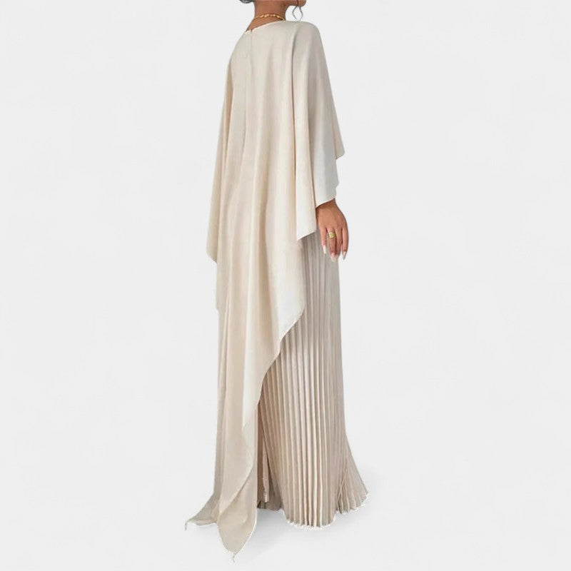 Gleame.-Jurk-Gleame | Dames geplisseerde maxi-jurk met wijde mouwen