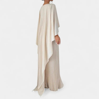 Gleame.-Jurk-Gleame | Dames geplisseerde maxi-jurk met wijde mouwen