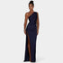 Gleame.-Jurk-Gleame Jurk - Pleated satin split dress met één schouder