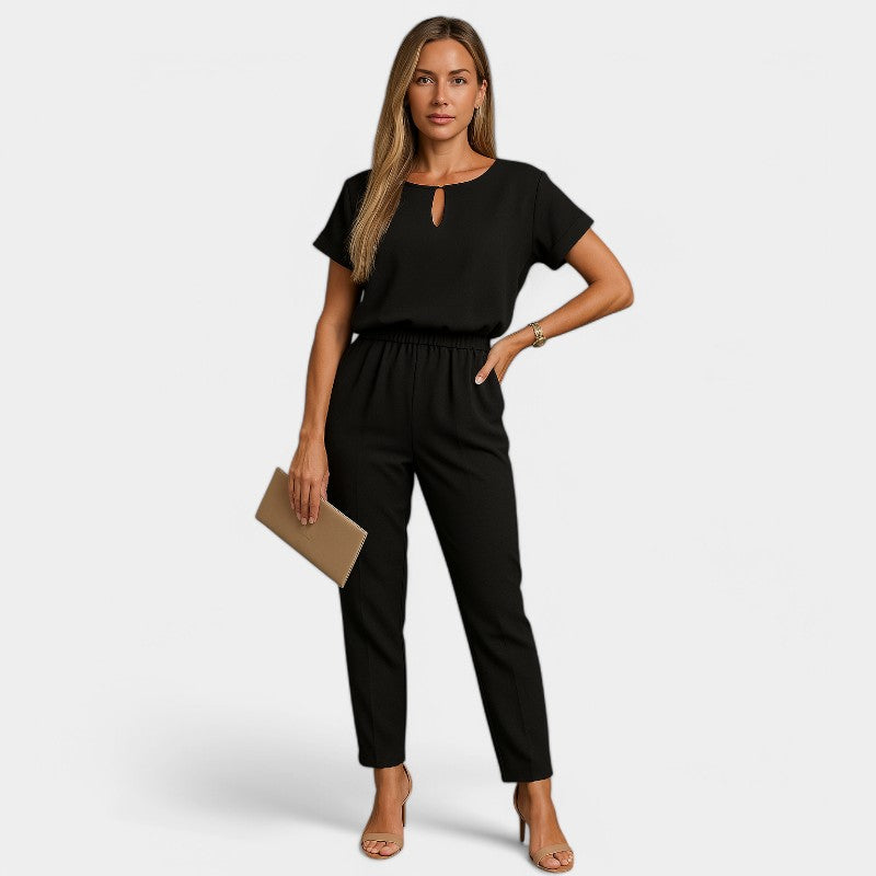 Gleame.-Jurken &amp; Jumpsuits-Gleame Jumpsuit - Feestelijke polyester jumpsuit met strikdetail