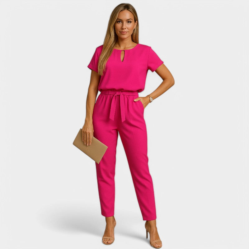 Gleame.-Jurken &amp; Jumpsuits-Gleame Jumpsuit - Feestelijke polyester jumpsuit met strikdetail