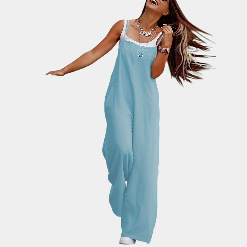 Gleame.-Jurken &amp; Jumpsuits-Gleame Jumpsuit - Mouwloze jumpsuit in effen kleur en losse pasvorm
