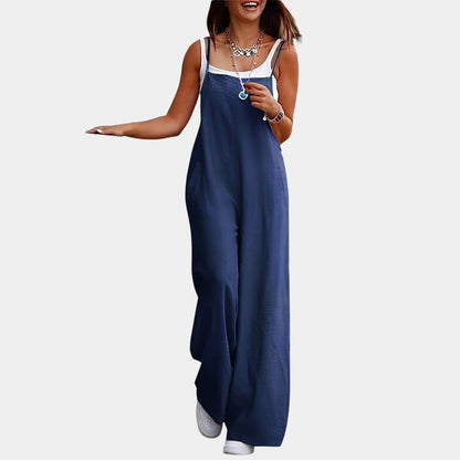 Gleame.-Jurken &amp; Jumpsuits-Gleame Jumpsuit - Mouwloze jumpsuit in effen kleur en losse pasvorm