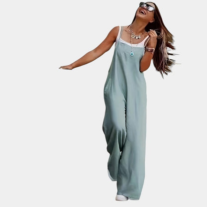 Gleame.-Jurken &amp; Jumpsuits-Gleame Jumpsuit - Mouwloze jumpsuit in effen kleur en losse pasvorm