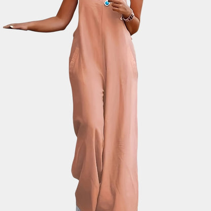 Gleame.-Jurken &amp; Jumpsuits-Gleame Jumpsuit - Mouwloze jumpsuit in effen kleur en losse pasvorm
