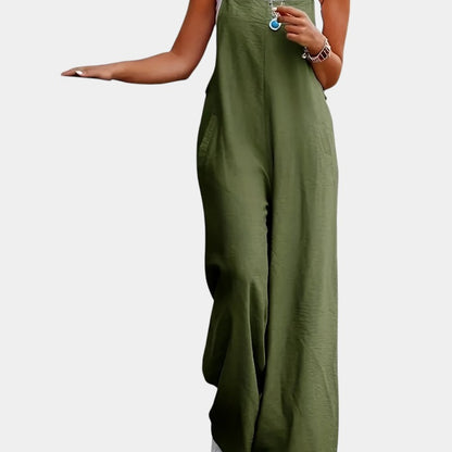 Gleame.-Jurken &amp; Jumpsuits-Gleame Jumpsuit - Mouwloze jumpsuit in effen kleur en losse pasvorm