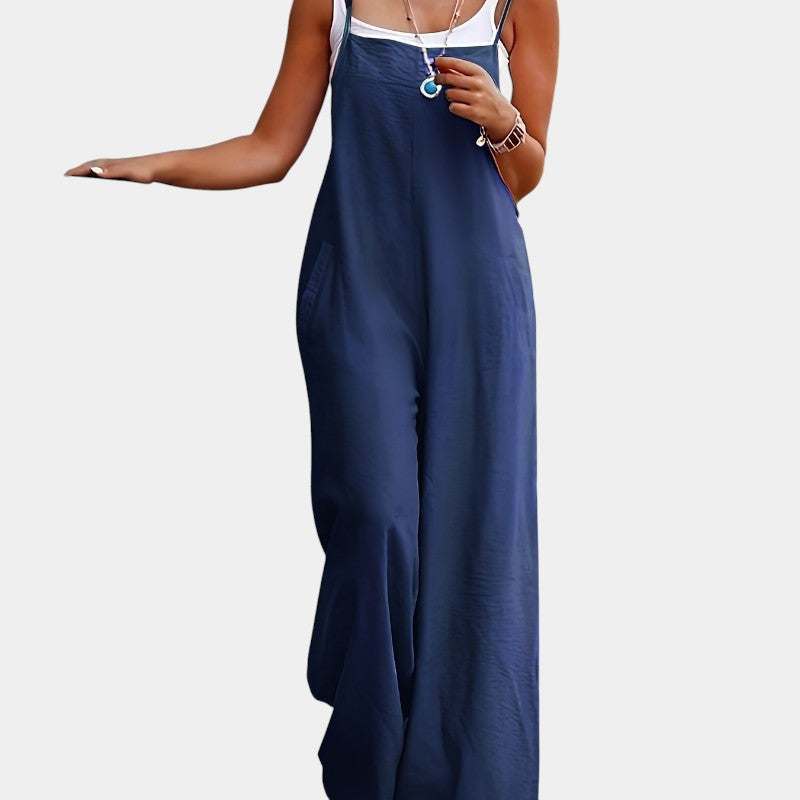 Gleame.-Jurken &amp; Jumpsuits-Gleame Jumpsuit - Mouwloze jumpsuit in effen kleur en losse pasvorm